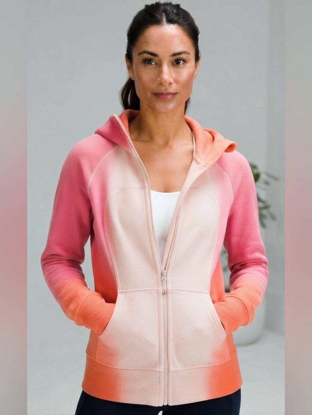 Lululemon Scuba Full Zip Hoodie Ombre Pink Orange Size 6